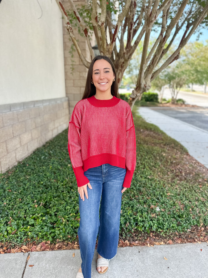 Courtney Ribbed Sweater - Dark Red