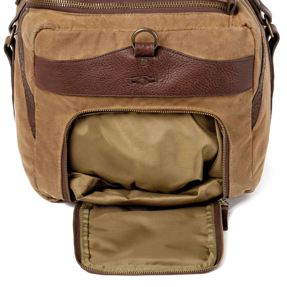 Mission Mercantile Campaign Waxed Canvas Medium Duffle Bag - Smoke Brown