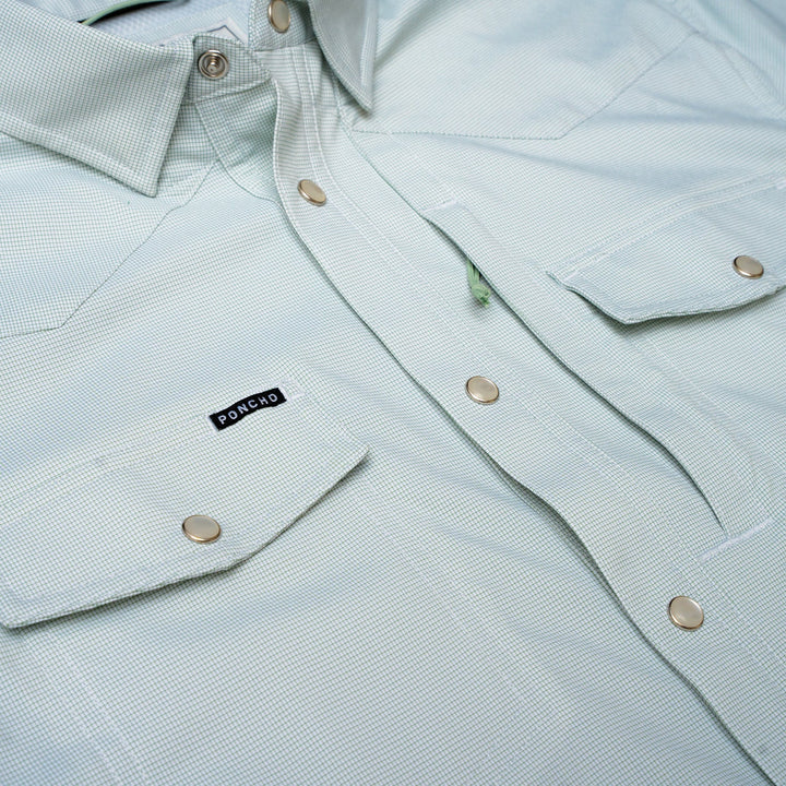 Poncho Men’s “The Evergreen” S/S Regular Shirt - Turf Green Micro-check