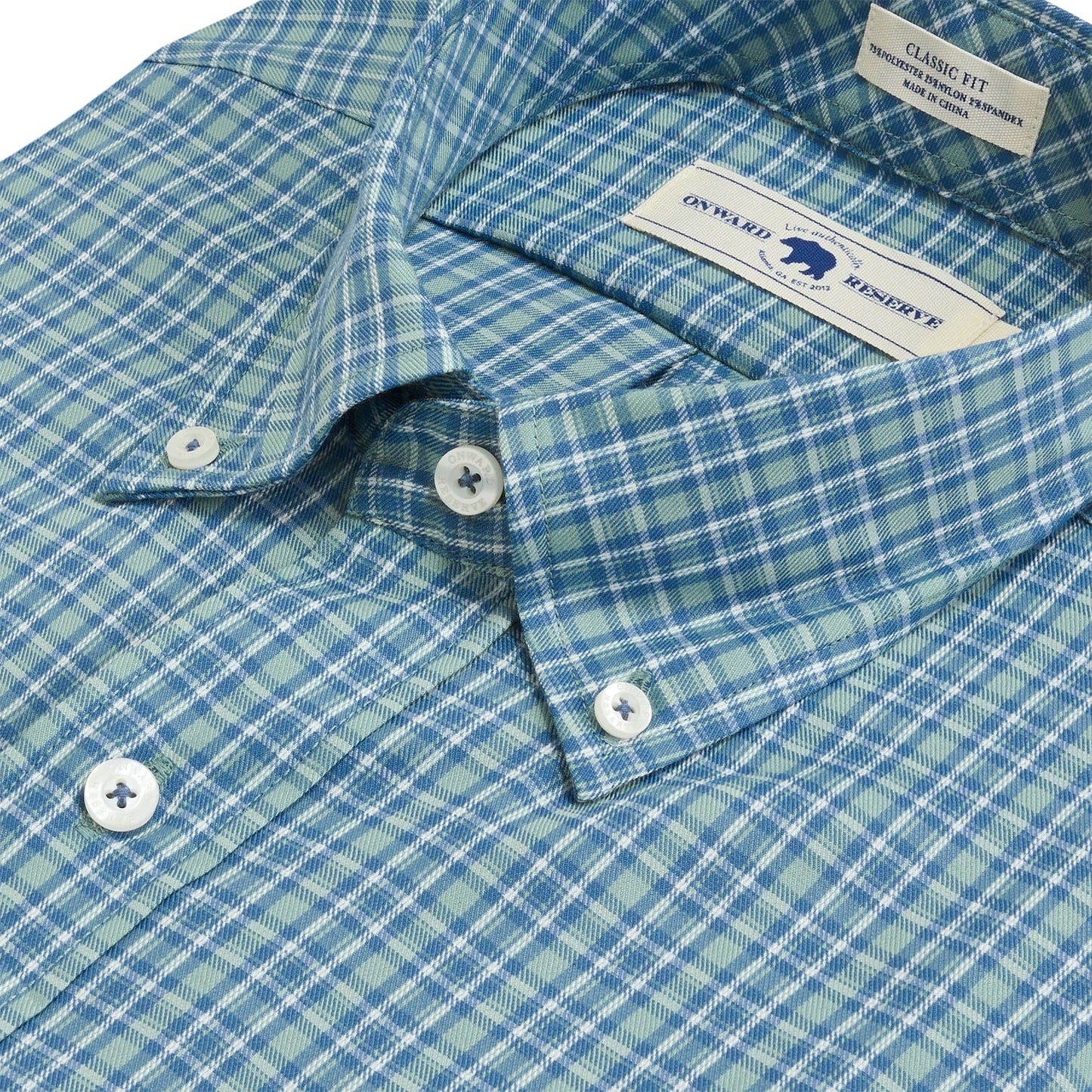 Onward Reserve Dock Classic Fit Brushed Performance Twill Button Down - Surf