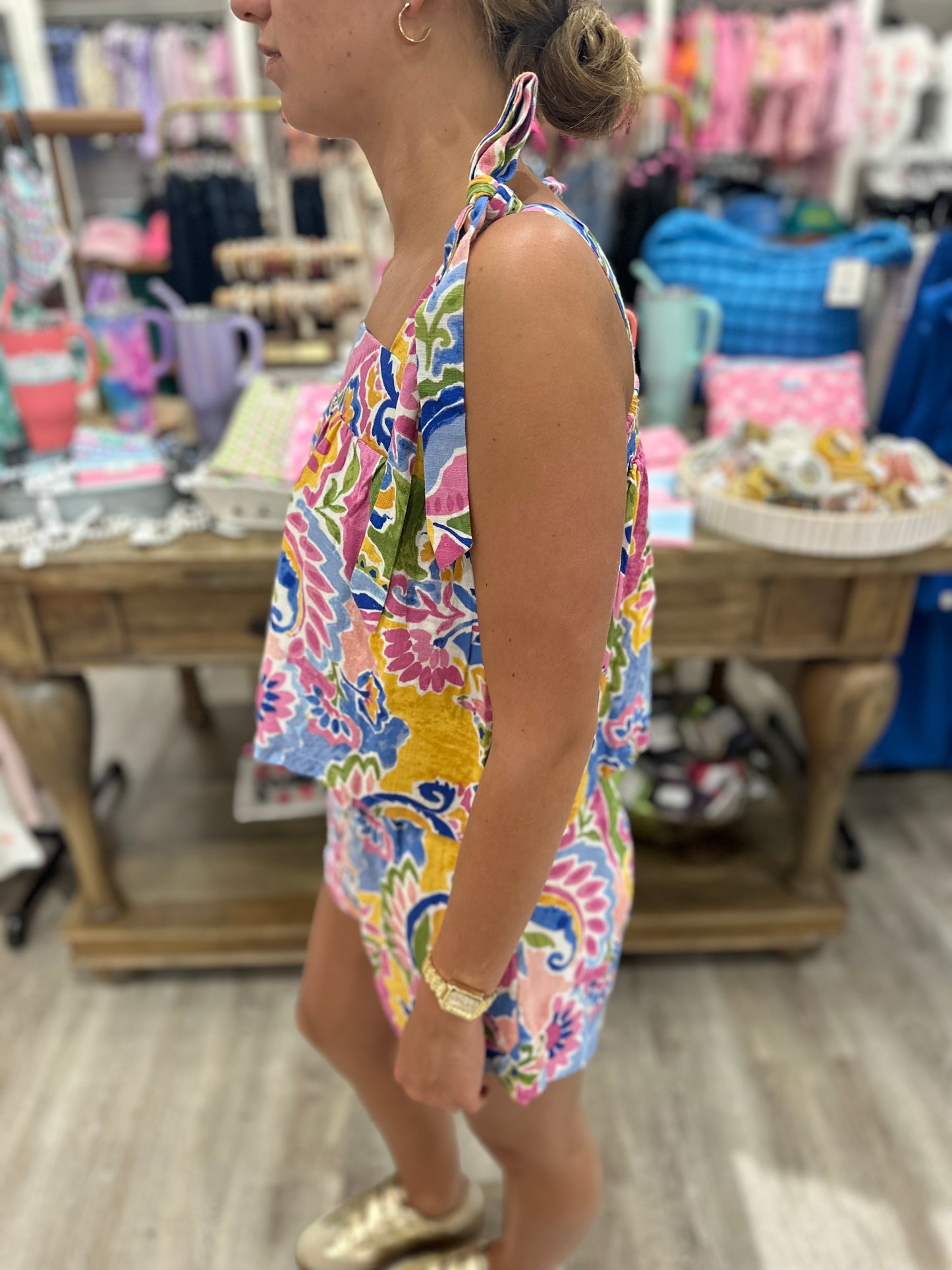 Maddie Watercolor Square Neck Top