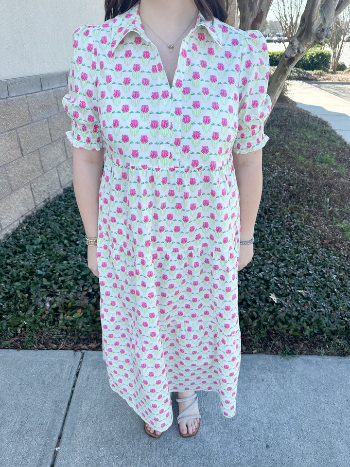 Molly Dress - Floral Fanfare Green