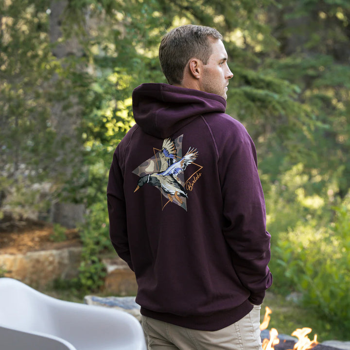 Burlebo Fleece Hoodie - Pintail Triangle Duck - Maroon