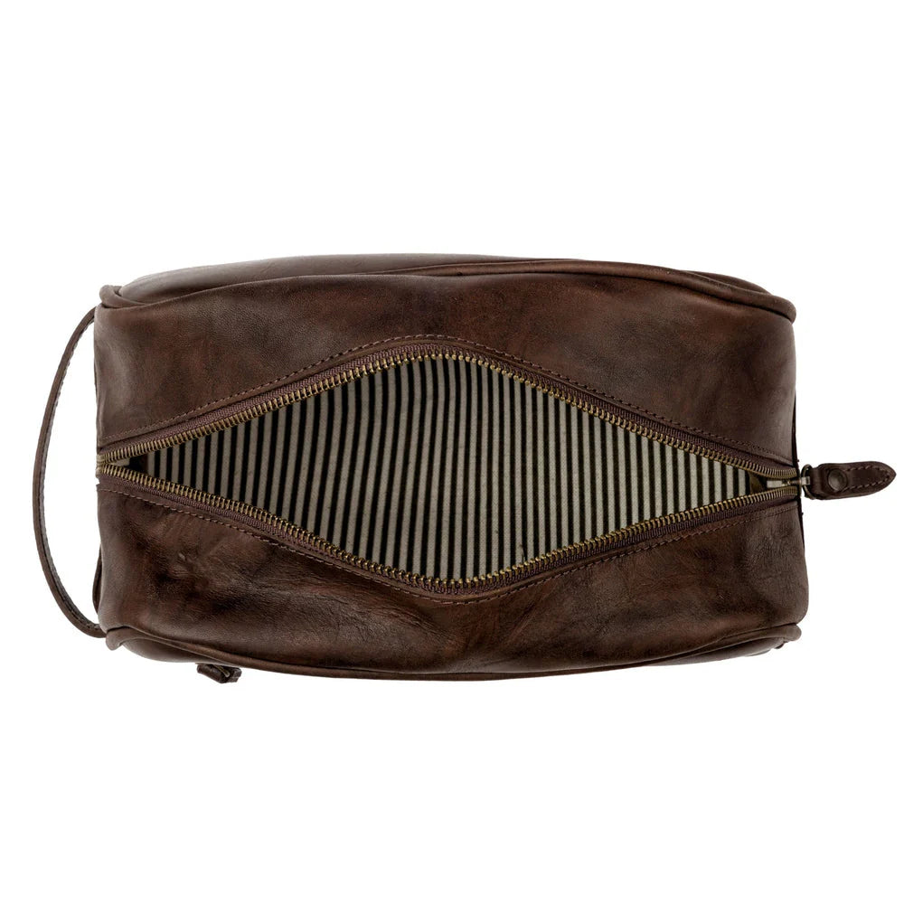Mission Mercantile Benjamin Leather Toiletry Wash Bag - Walnut