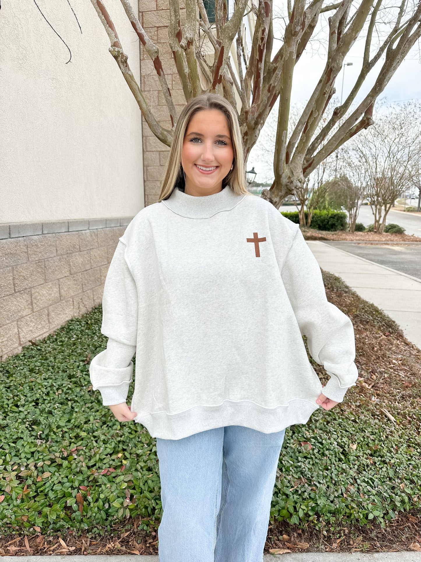 Jesus Saves Reversible Mockneck Sweatshirt