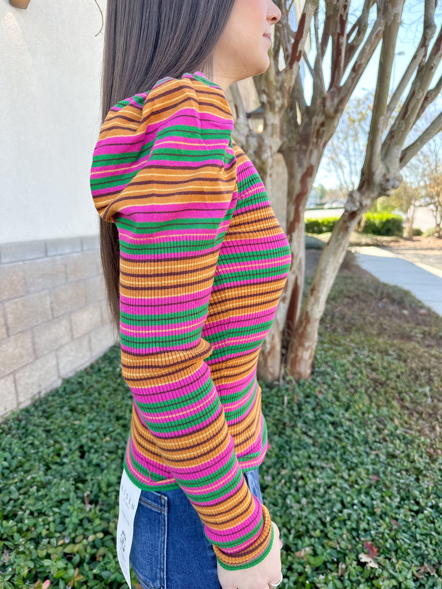 Fiesta Stripe Puff Sleeve Top