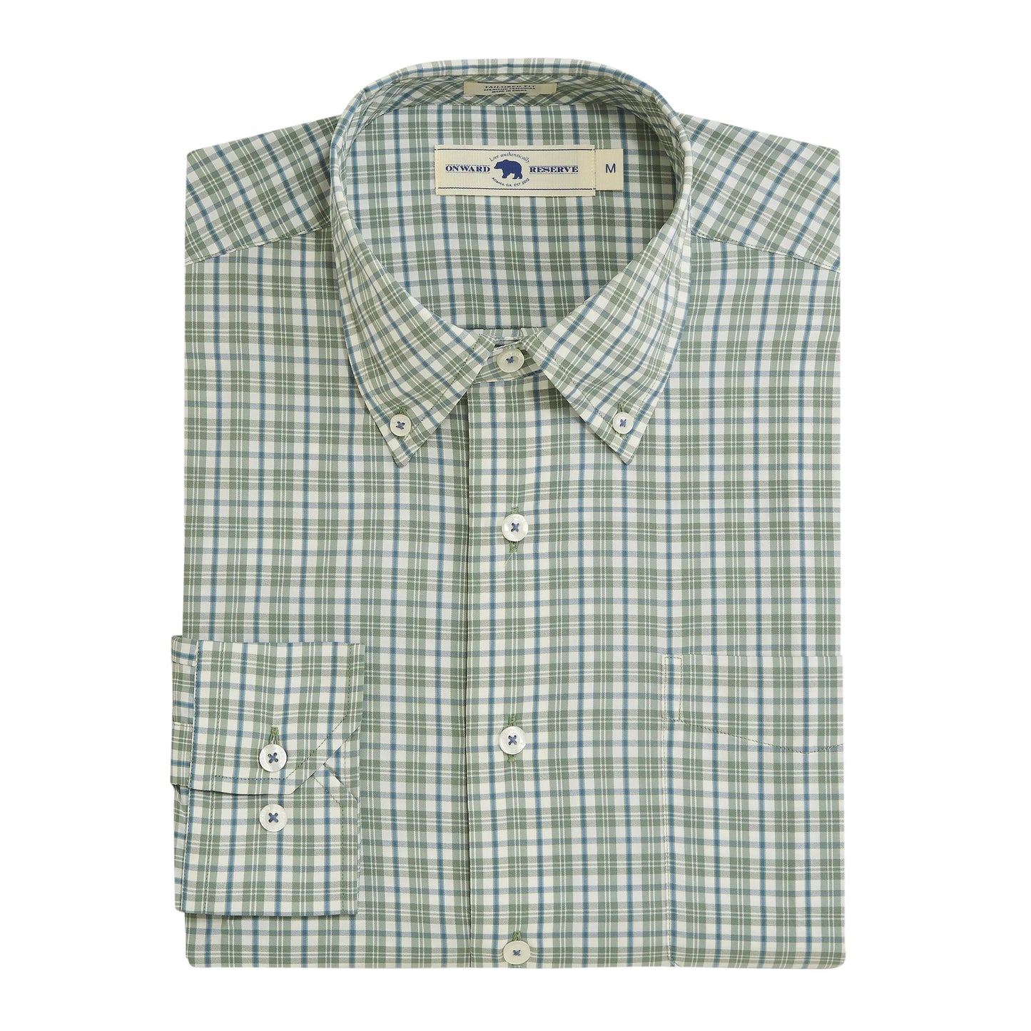 Onward Reserve Market Tailored Fit Brushed Performance Button Down - Sea Spray