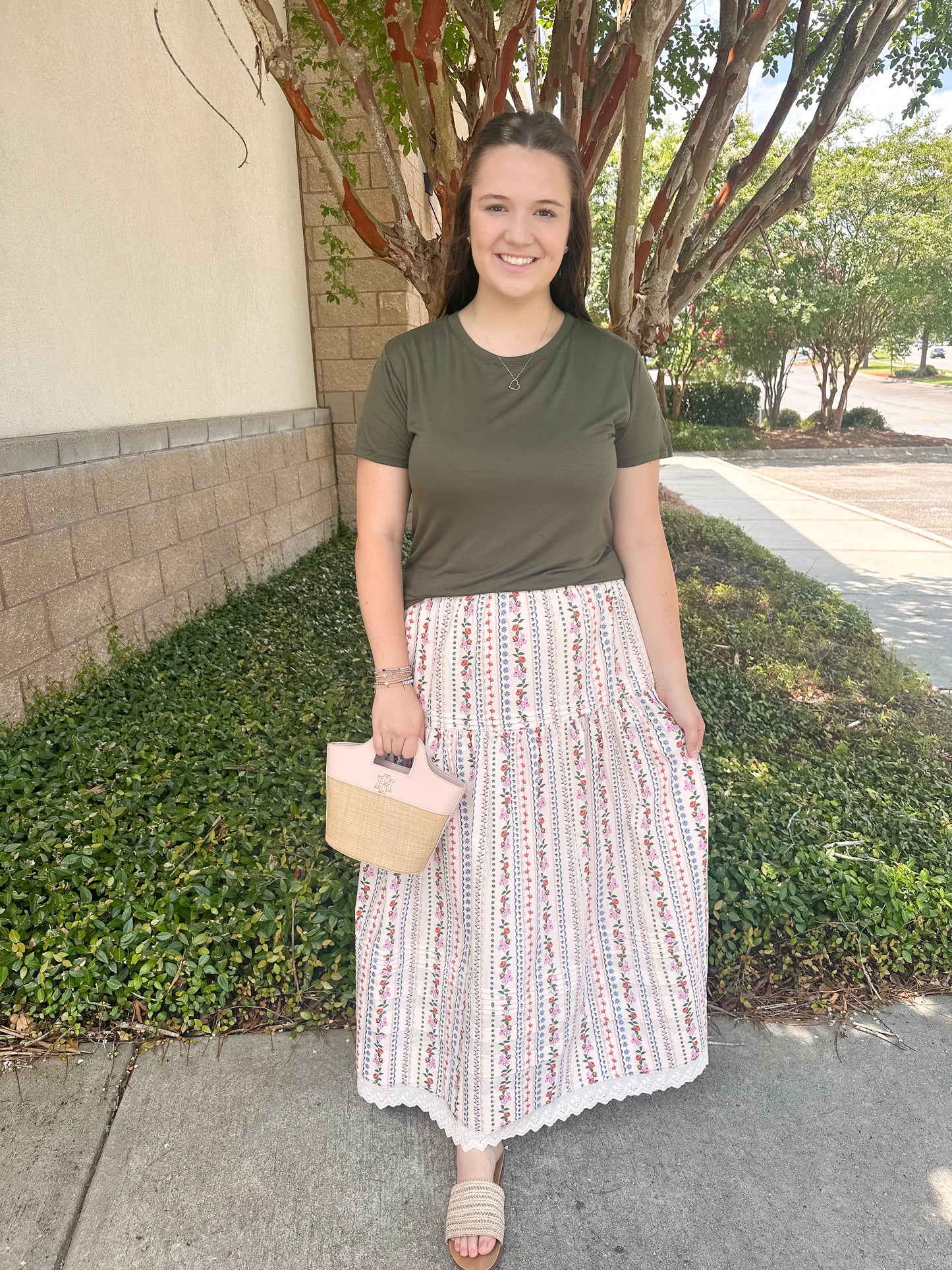 Pink Vines Maxi Skirt