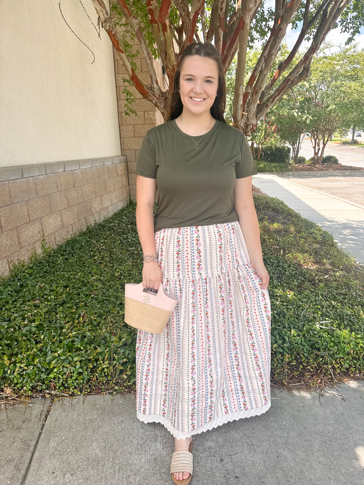 Pink Vines Maxi Skirt