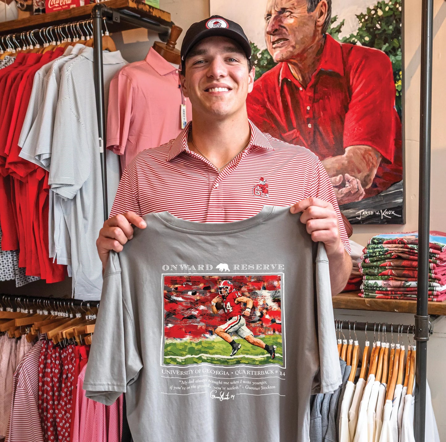 Onward Reserve UGA Gunner Stockton #14 S/S Pocket T-Shirt - Granite