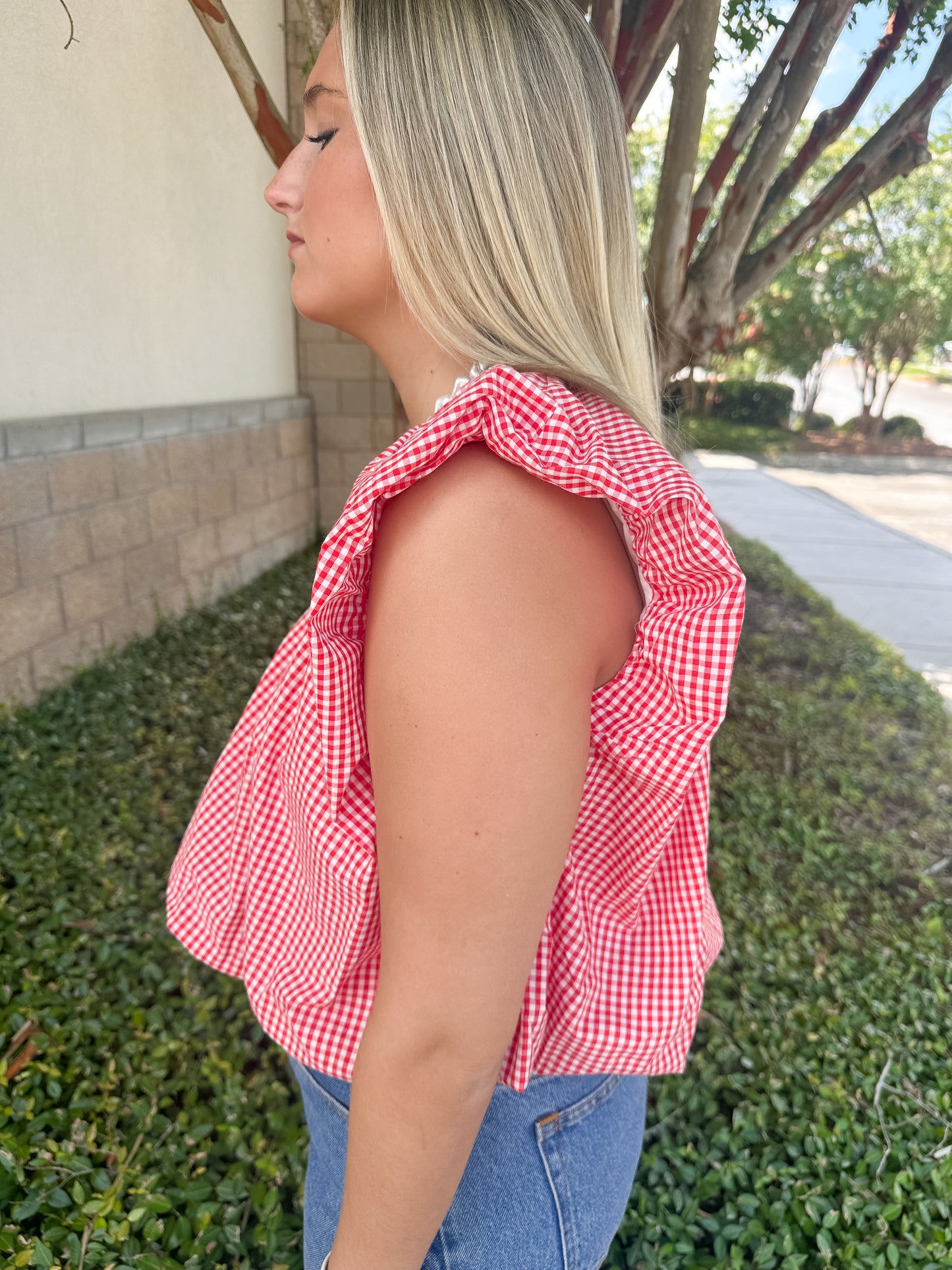 Francis Bubble Top - Red Gingham