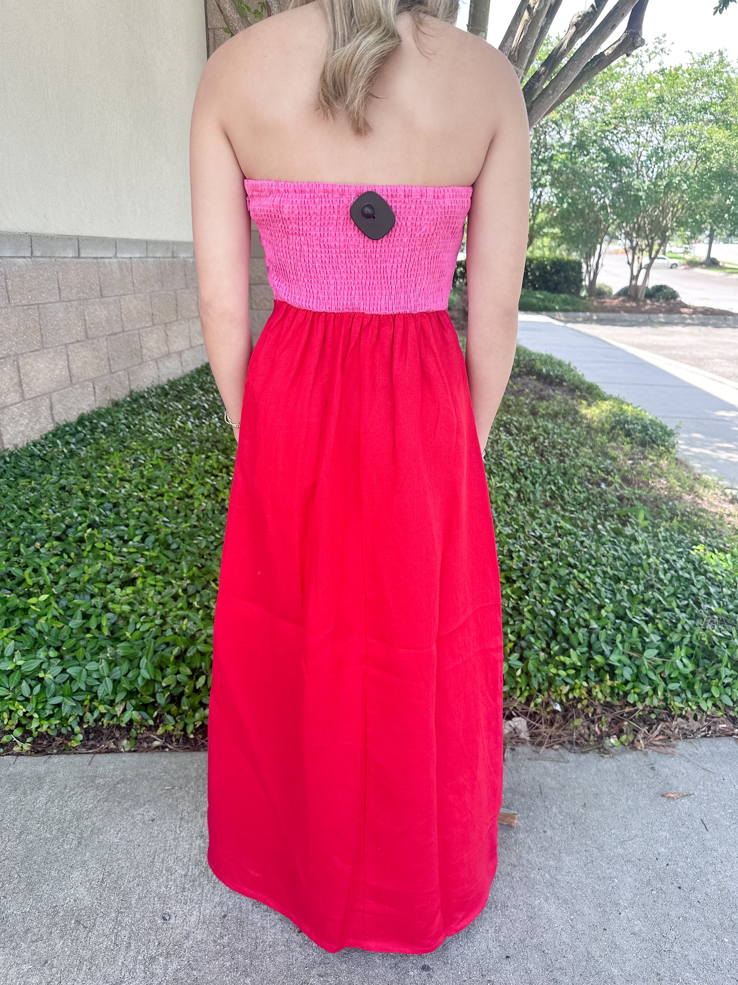 Hailey Colorblock Maxi Dress - Red