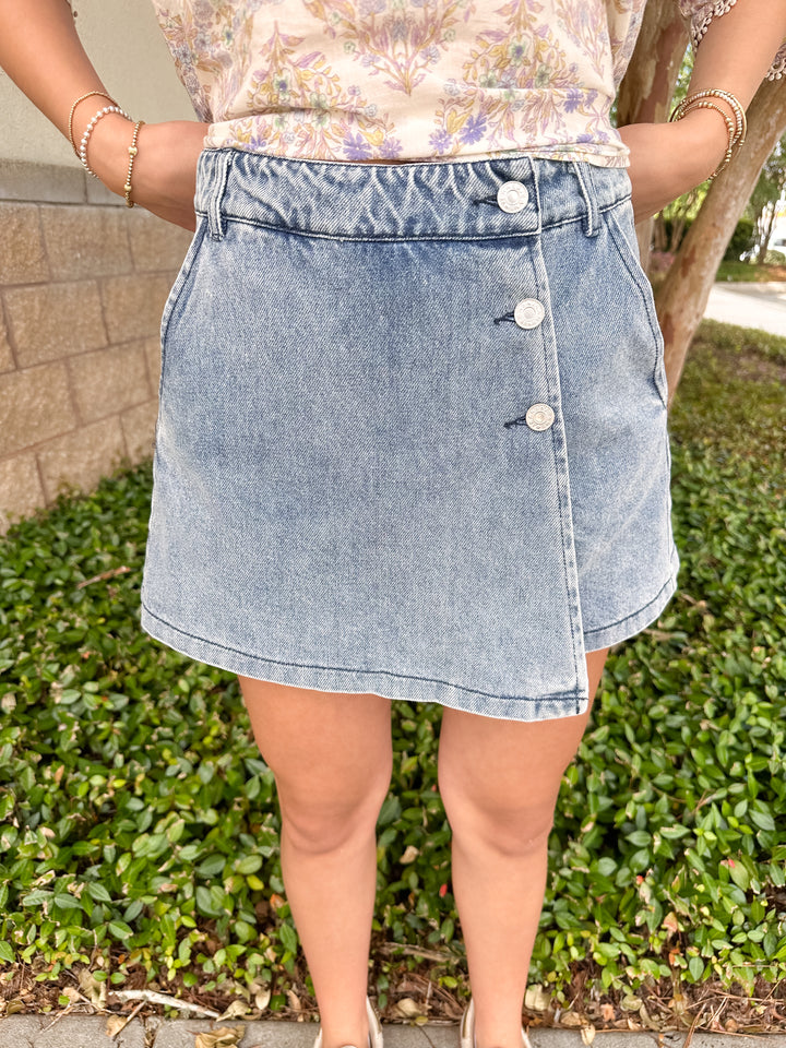 Raylen Denim Wrap Skort