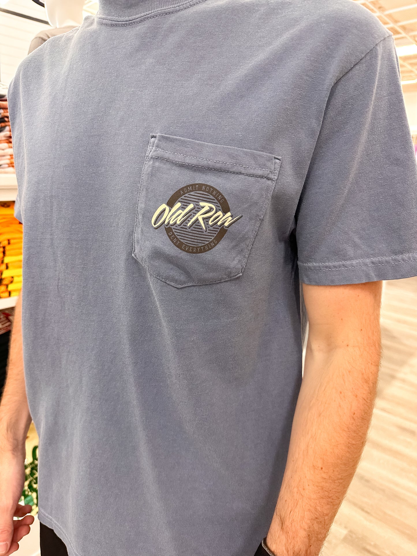 Old Row Camo Circle Logo S/S Pocket T-Shirt - Blue Jean