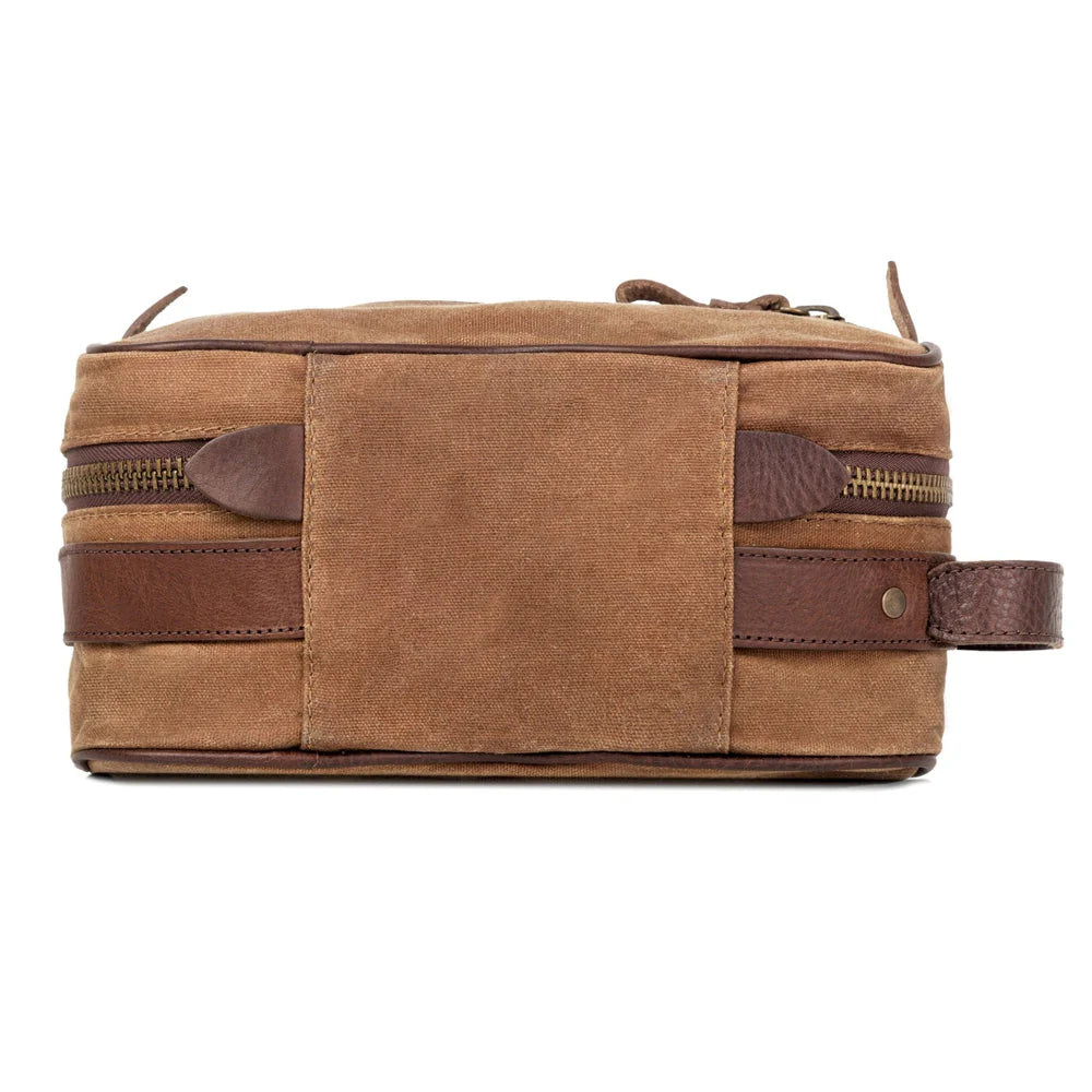 Mission Mercantile Campaign Waxed Canvas Toiletry Square Shave Kit - Smoke Brown