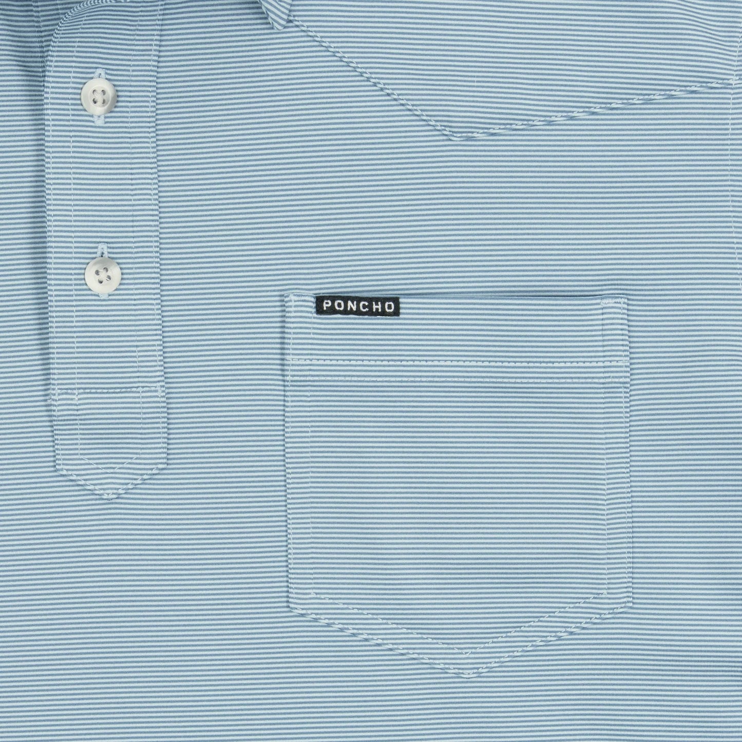 Poncho Men’s “The Wide Open” Regular Performance Polo - Blue & Washed Blue Stripe