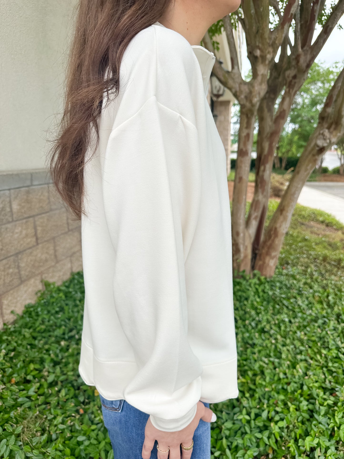 Rae Scalloped Pullover - Pearl