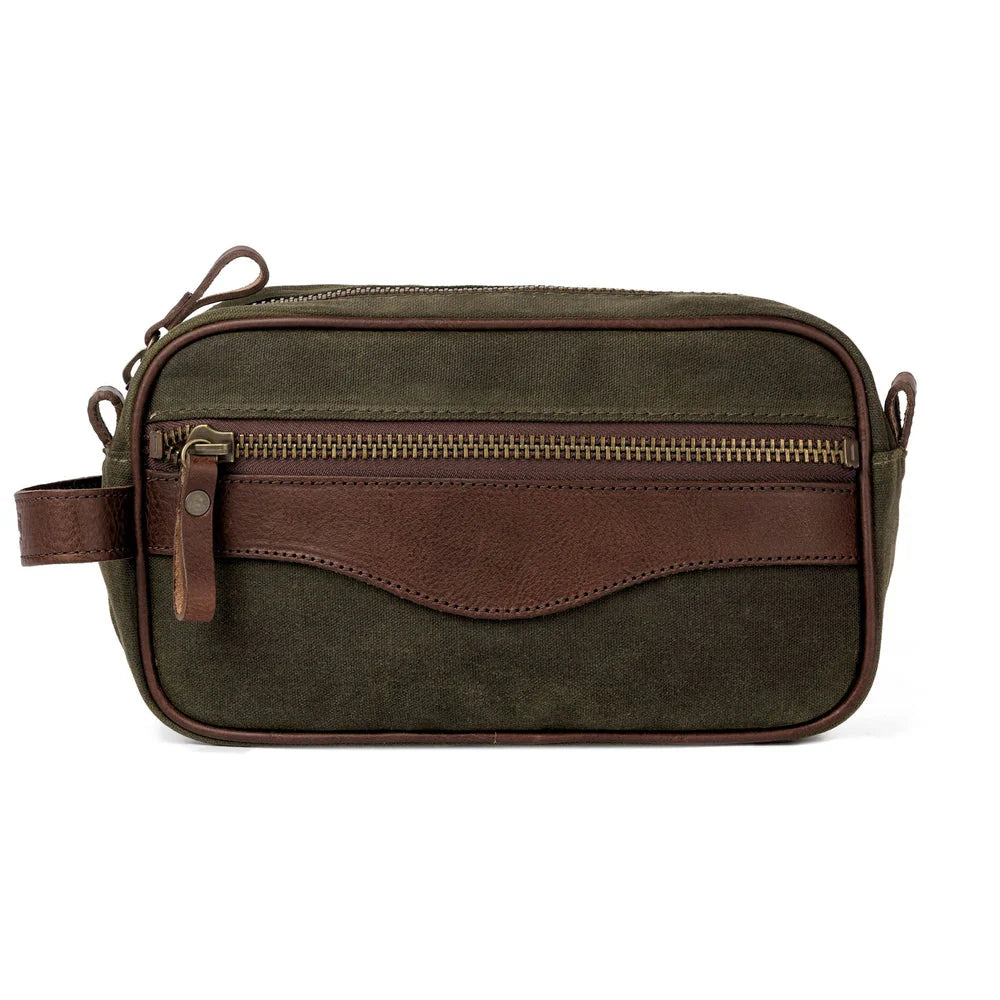 Mission Mercantile Campaign Waxed Canvas Toiletry Shave Kit - Smoke Forest