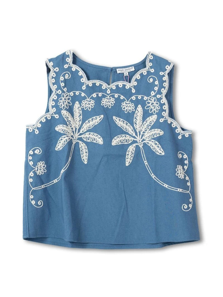 Fran Embroidered Top - Navy