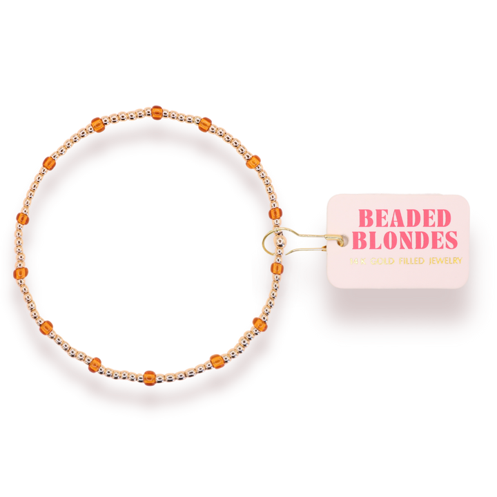 Burnt Orange Dainty Poppi Bracelet: Standard 6.75 inch