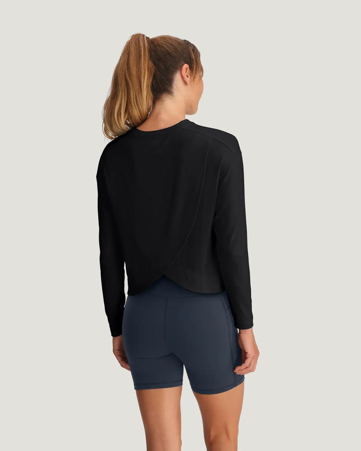 Free Fly Women’s Bamboo Shade Crossover Long Sleeve - Black