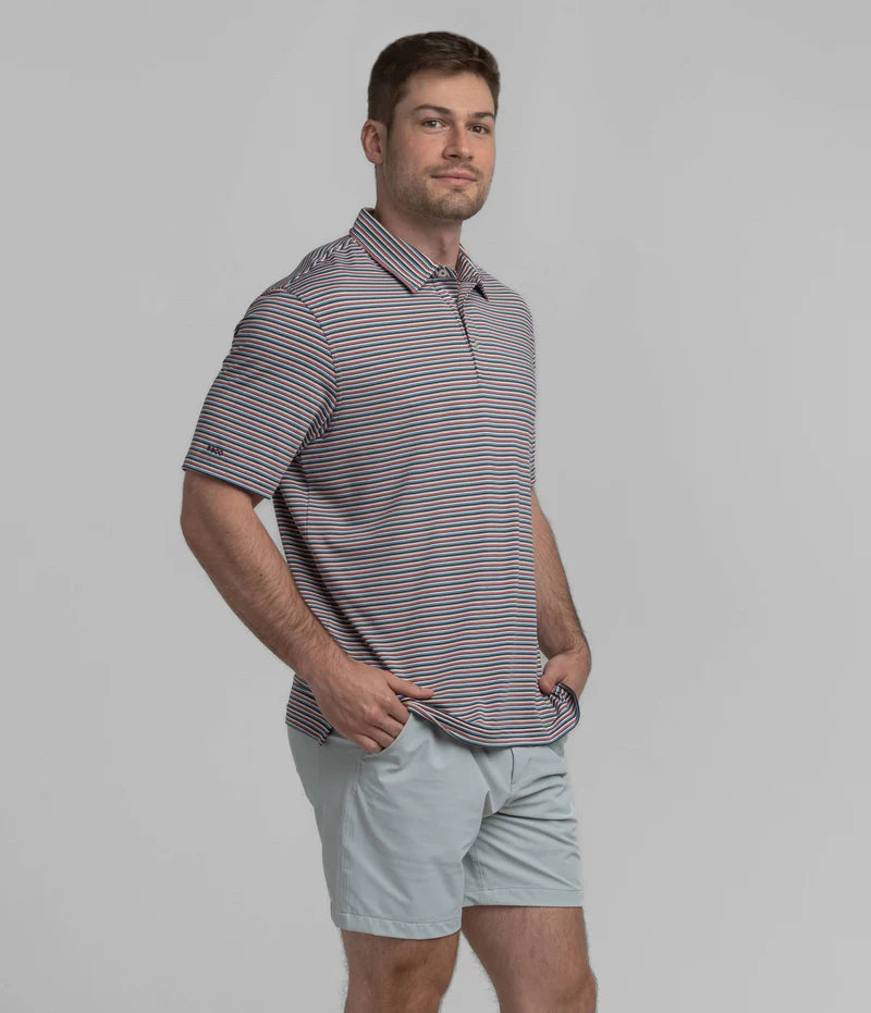 SSCO Men’s Tybee Stripe Performance Polo - Patriotic