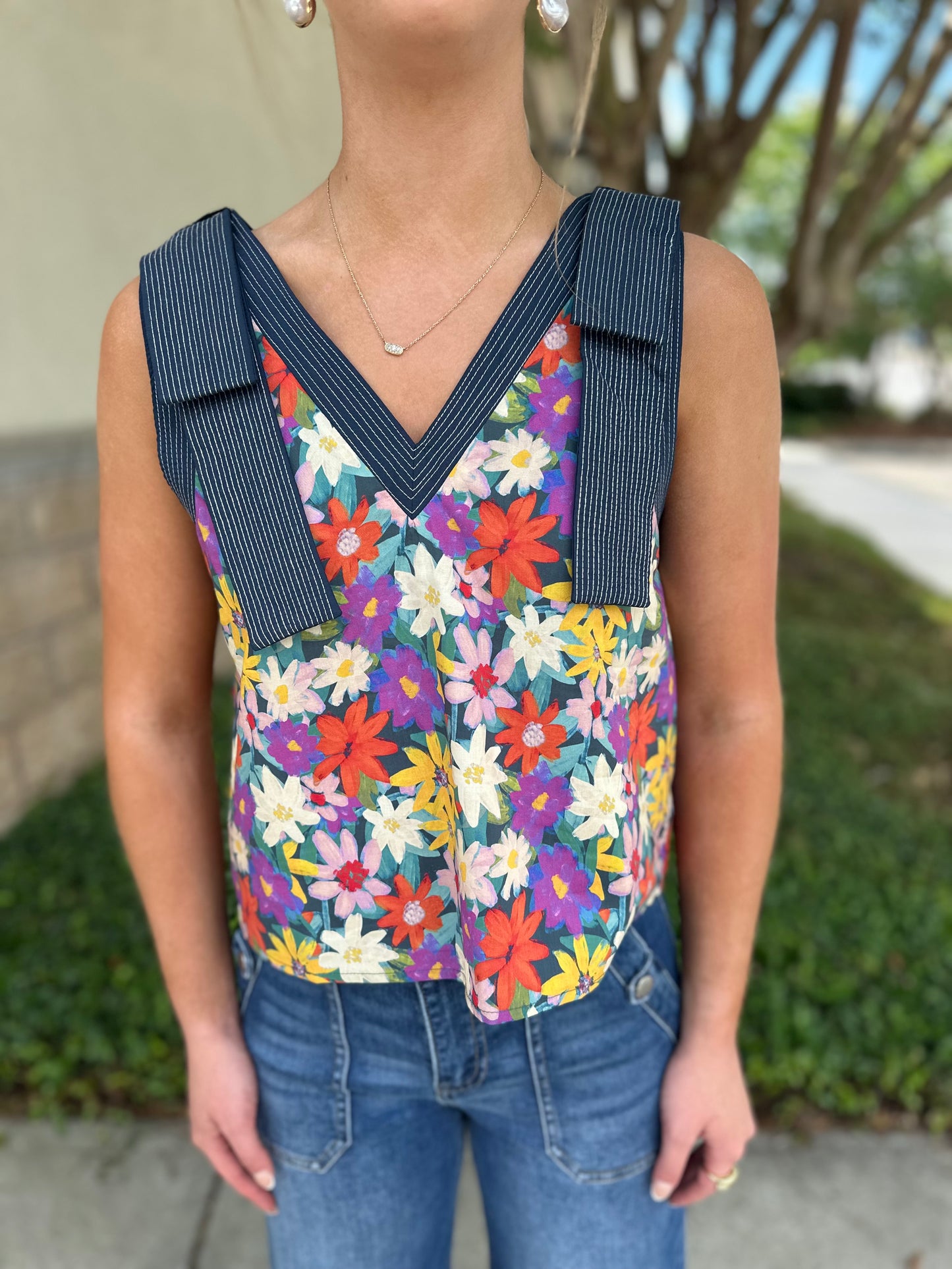 Bourbon Bloom Knit Tie Top