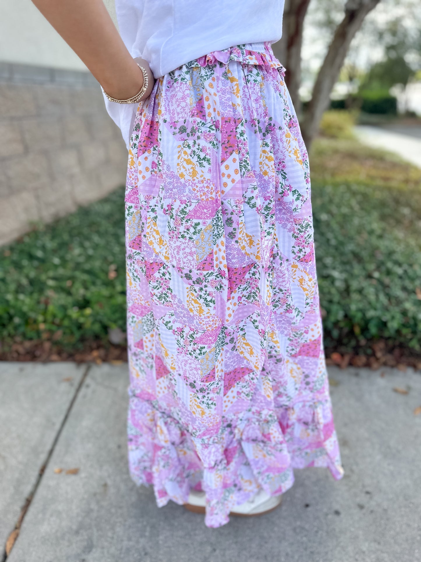 Ophelia Maxi Skirt - Pink Quilt