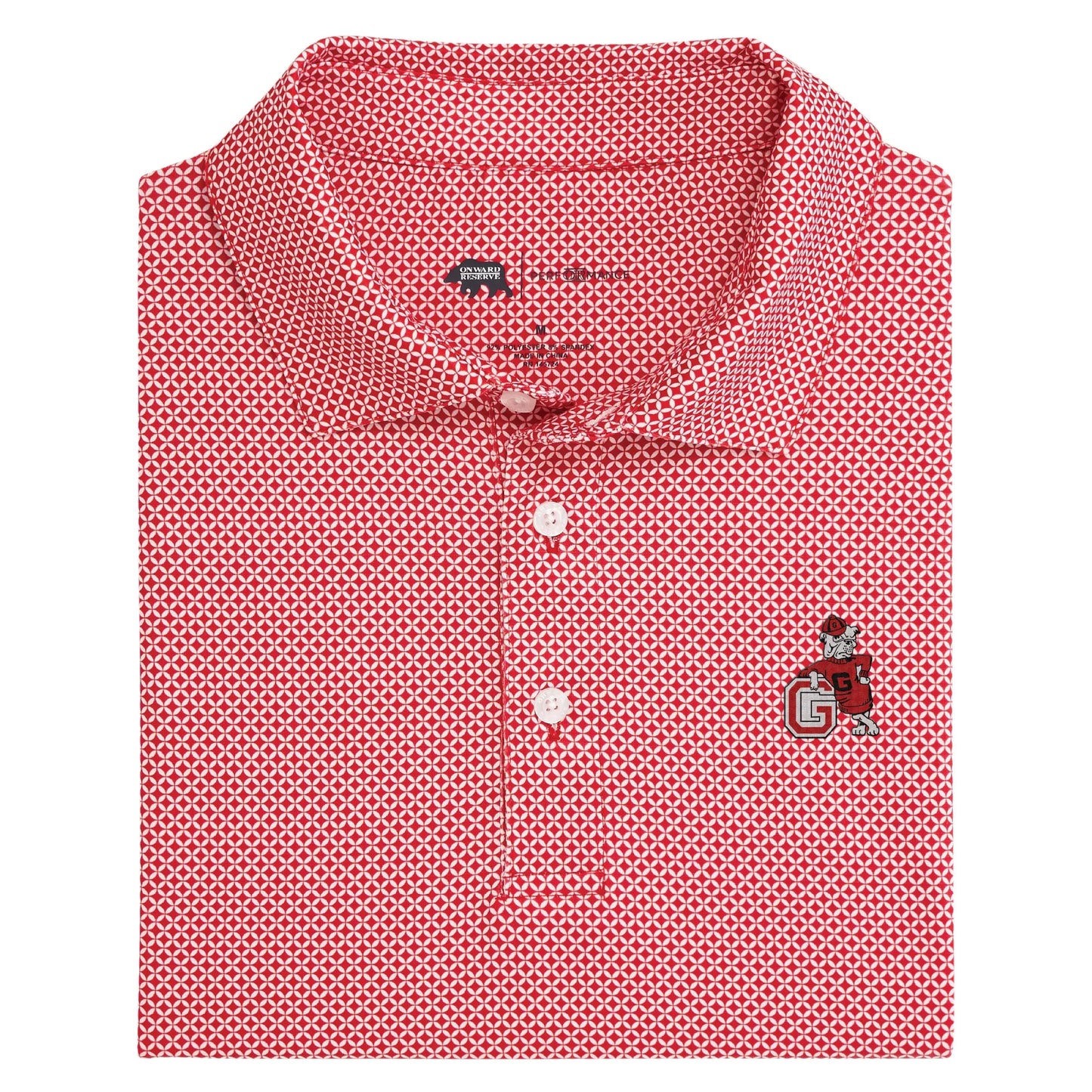 Onward Reserve UGA Vintage G Dog Scope Printed Performance Polo - Red