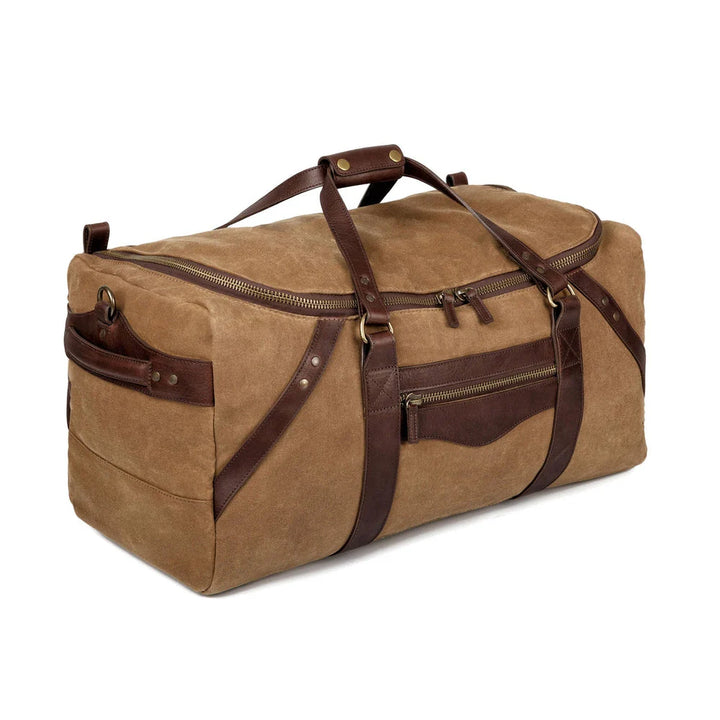 Mission Mercantile Campaign Waxed Canvas Large Duffle Bag - Smoke Brown
