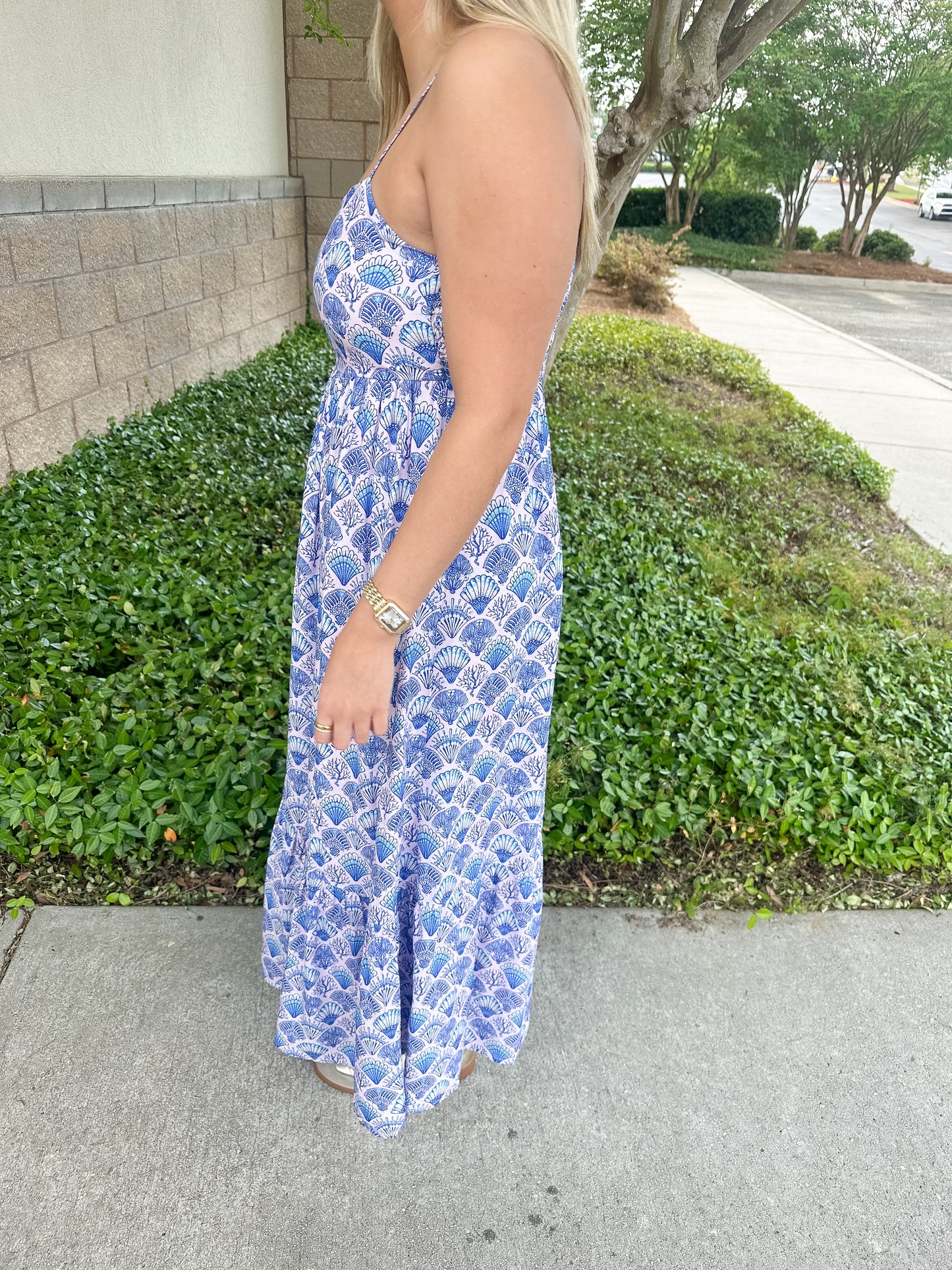 Margie Tiered Dress - Blue Shells