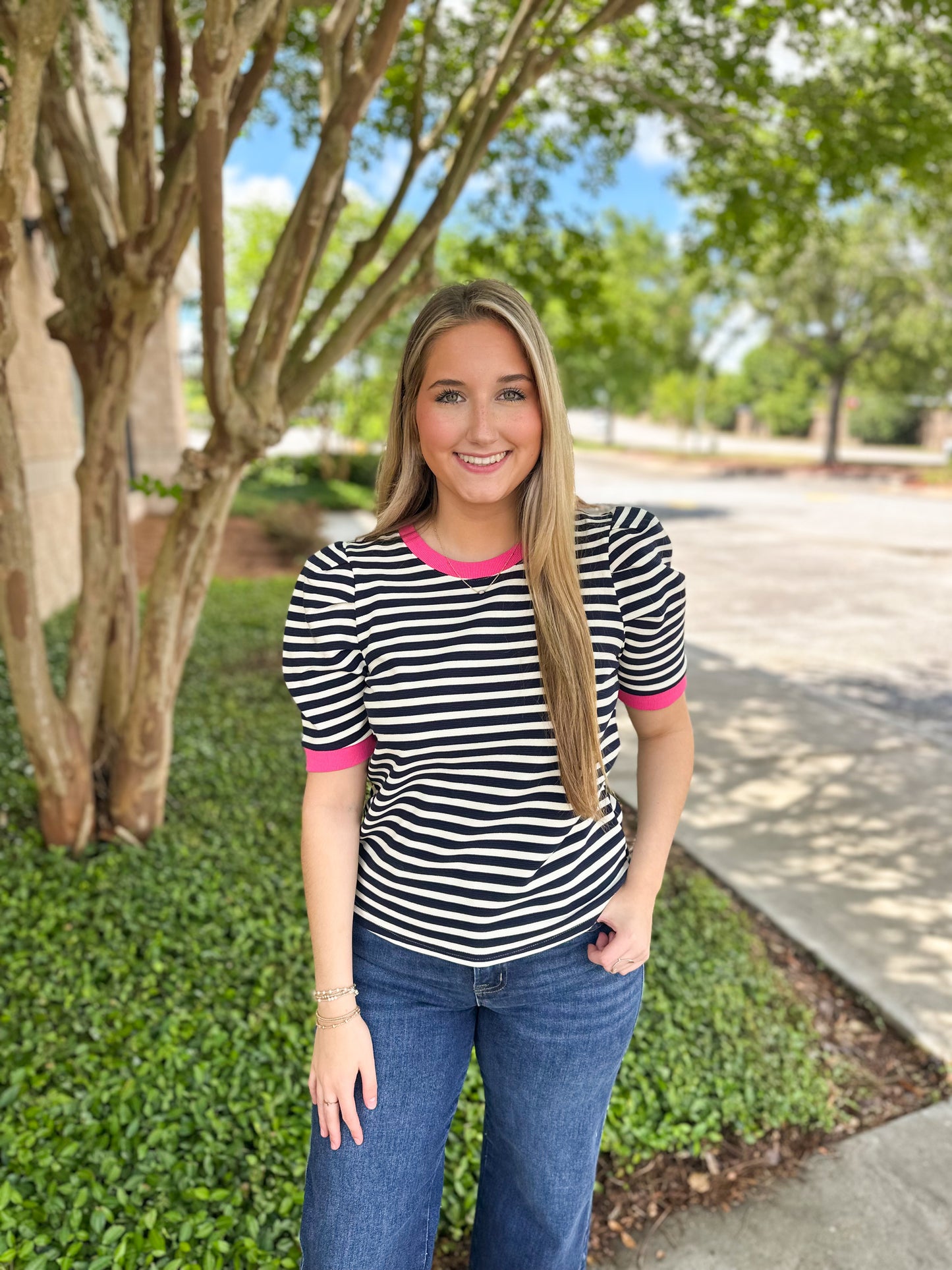 Spring & Stripe Top - Navy