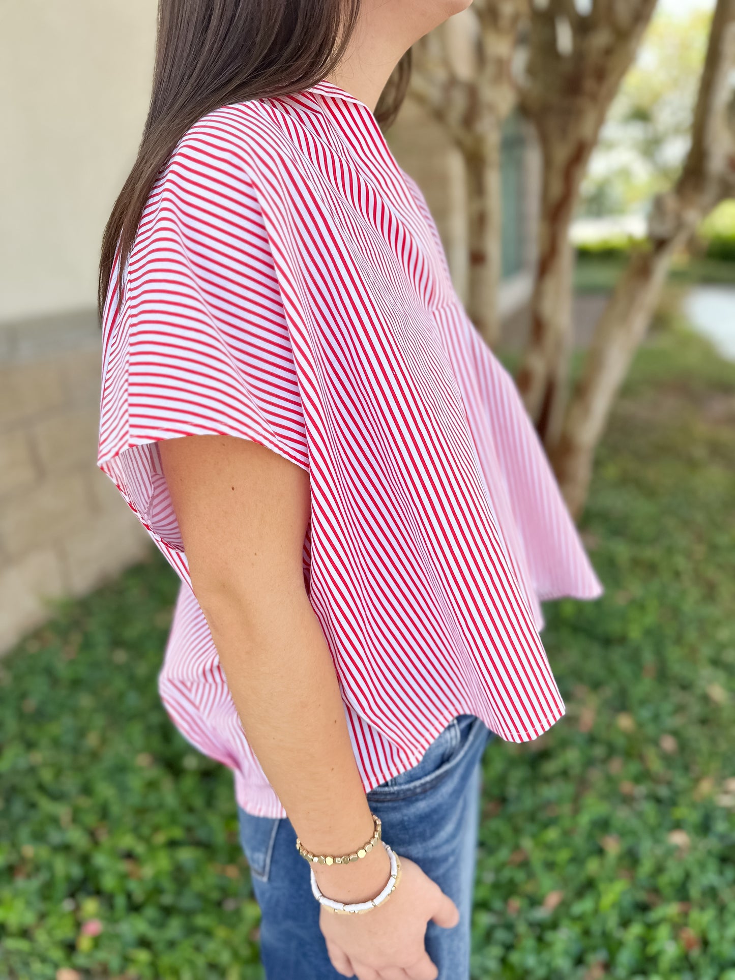 Helen Striped Signature Collar Top