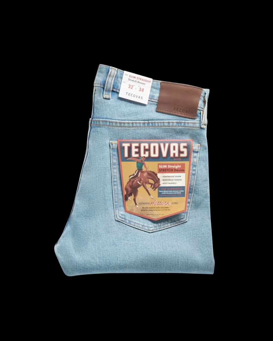Tecovas Men’s Slim Straight Stretch Denim Jean - Light Stone Wash