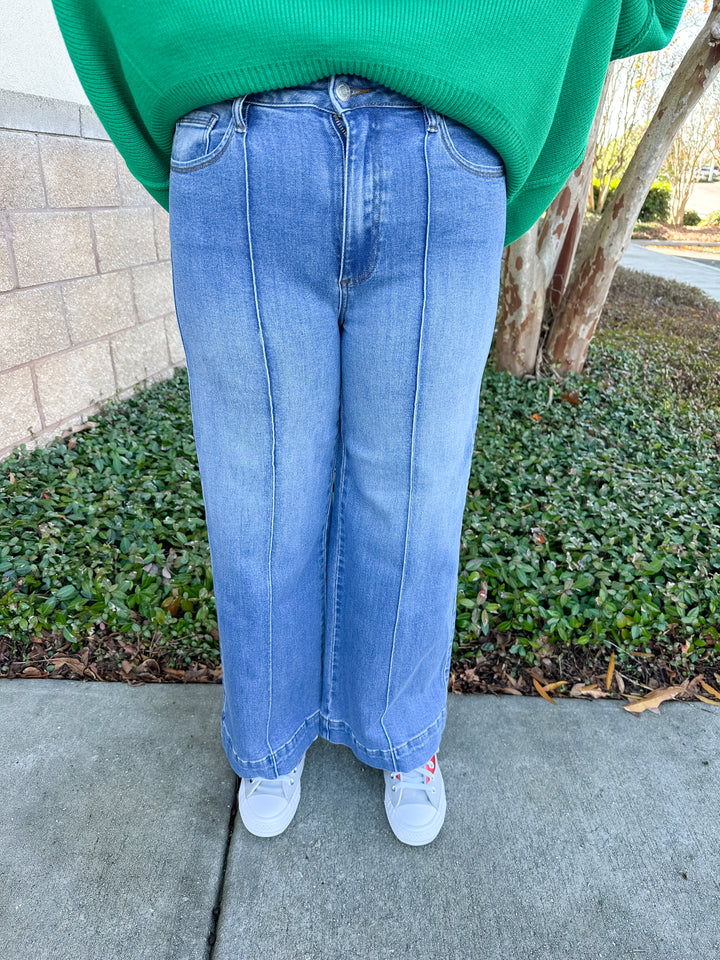 AW Pin Tuck Wide Leg Jean - Medium
