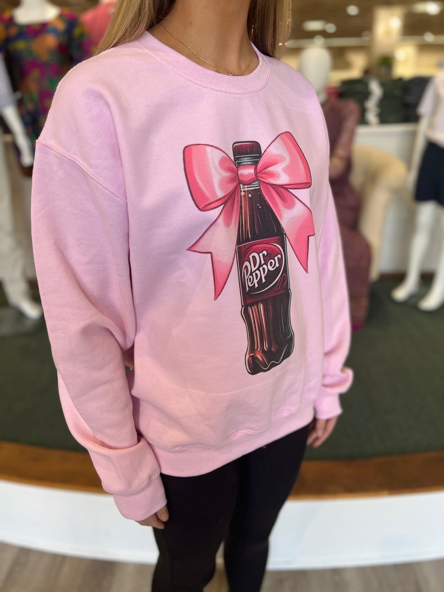 Coquette Dr. Pepper Pink Bow Sweatshirt