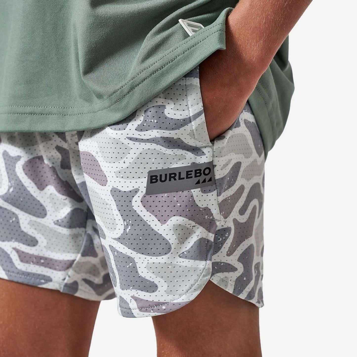 Burlebo Youth Mesh Training Shorts - White Camo