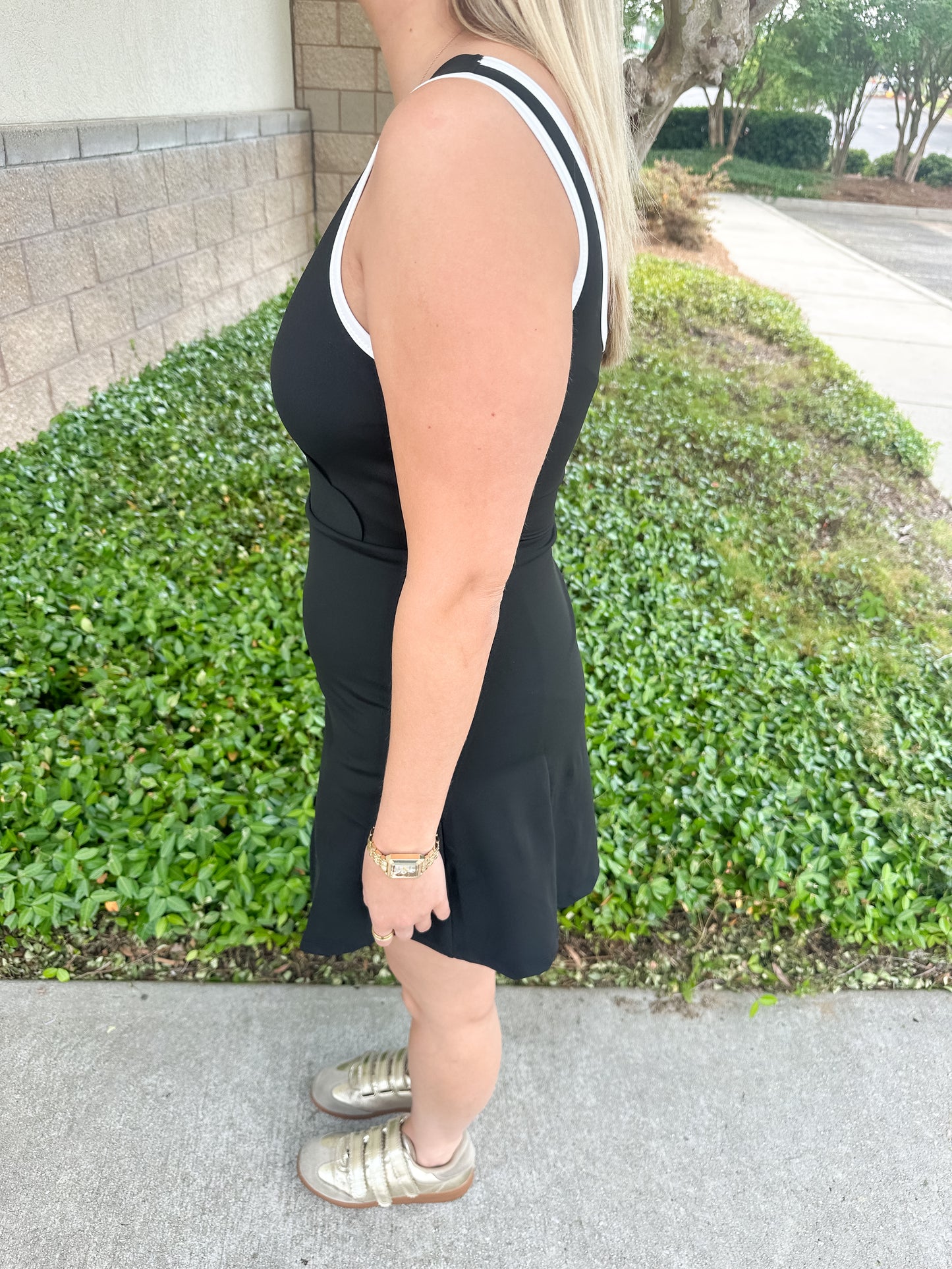 Raiyn Wrapped Scalloped Sports Dress - Black