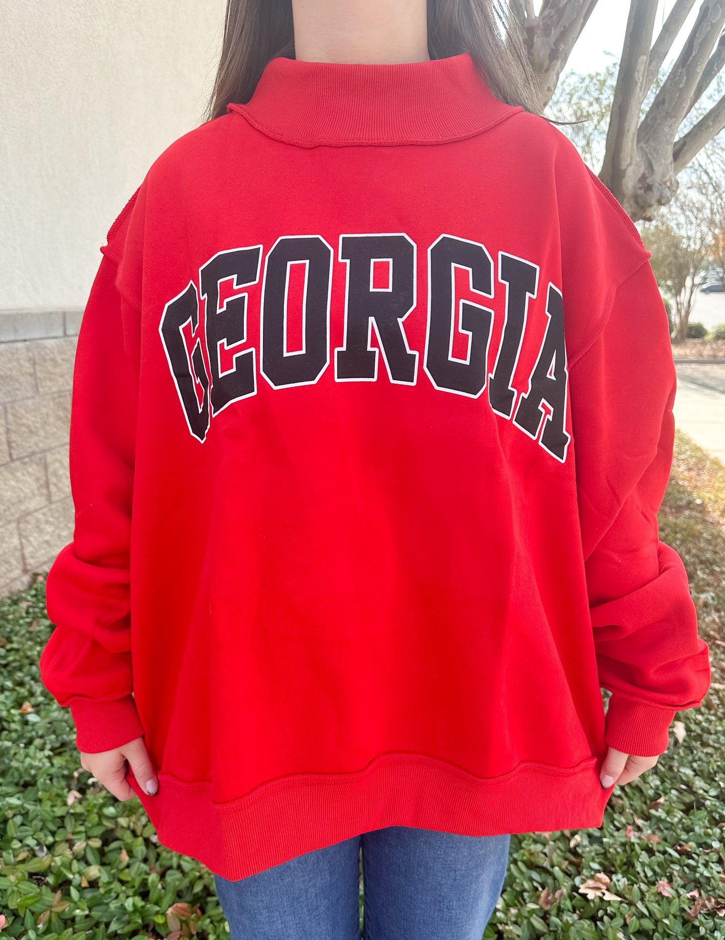 Georgia Reversible Mockneck Sweatshirt - Red
