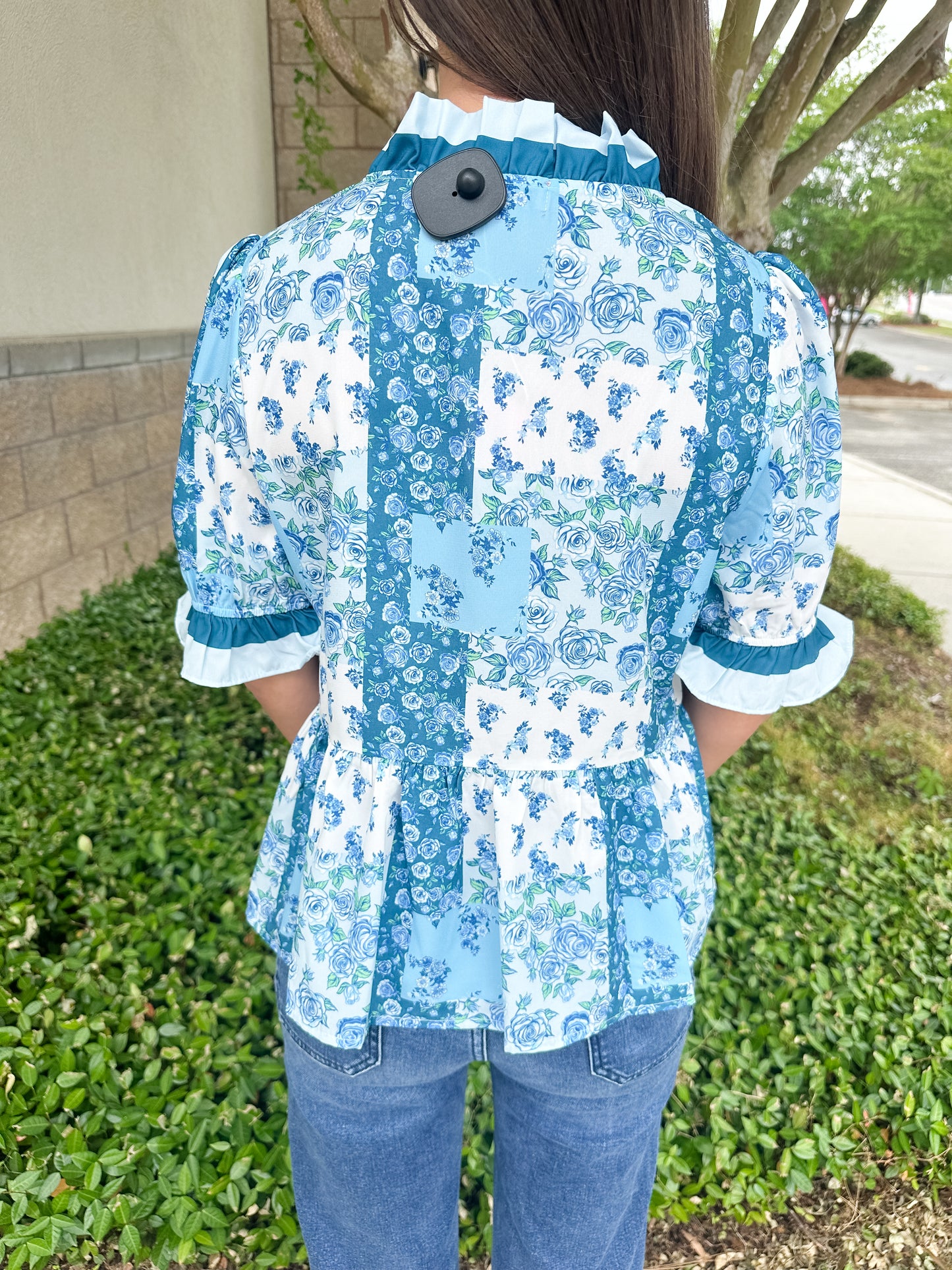 Sweet Puff Top - Blue Patch