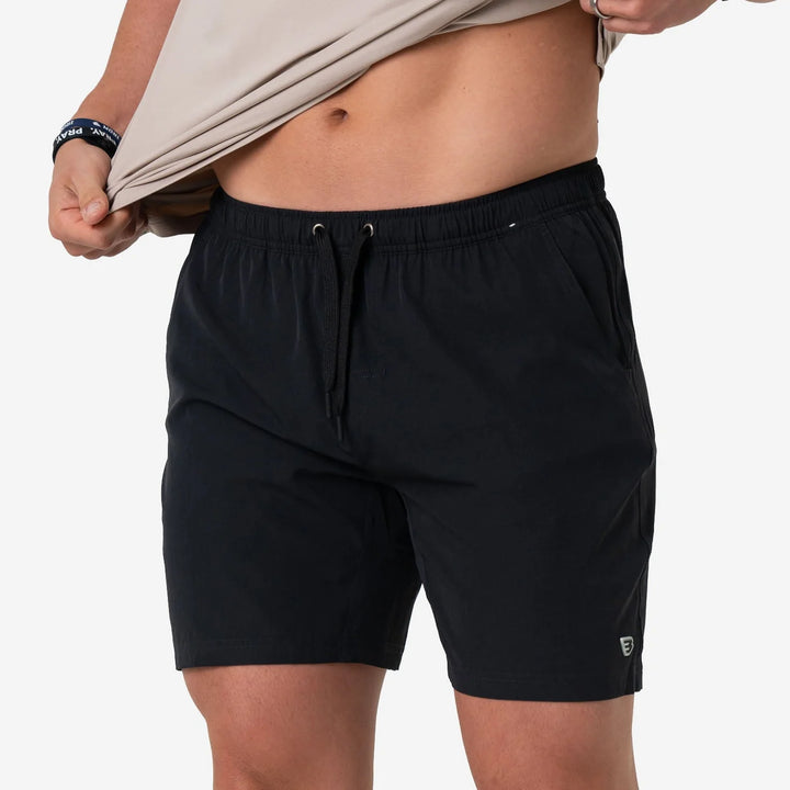 Burlebo Men’s S26 5.5” Athletic Short - Heather Black - Retro Duck Camo Lined