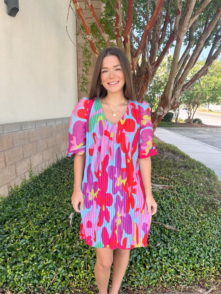 Caroline Pleated Mini Dress