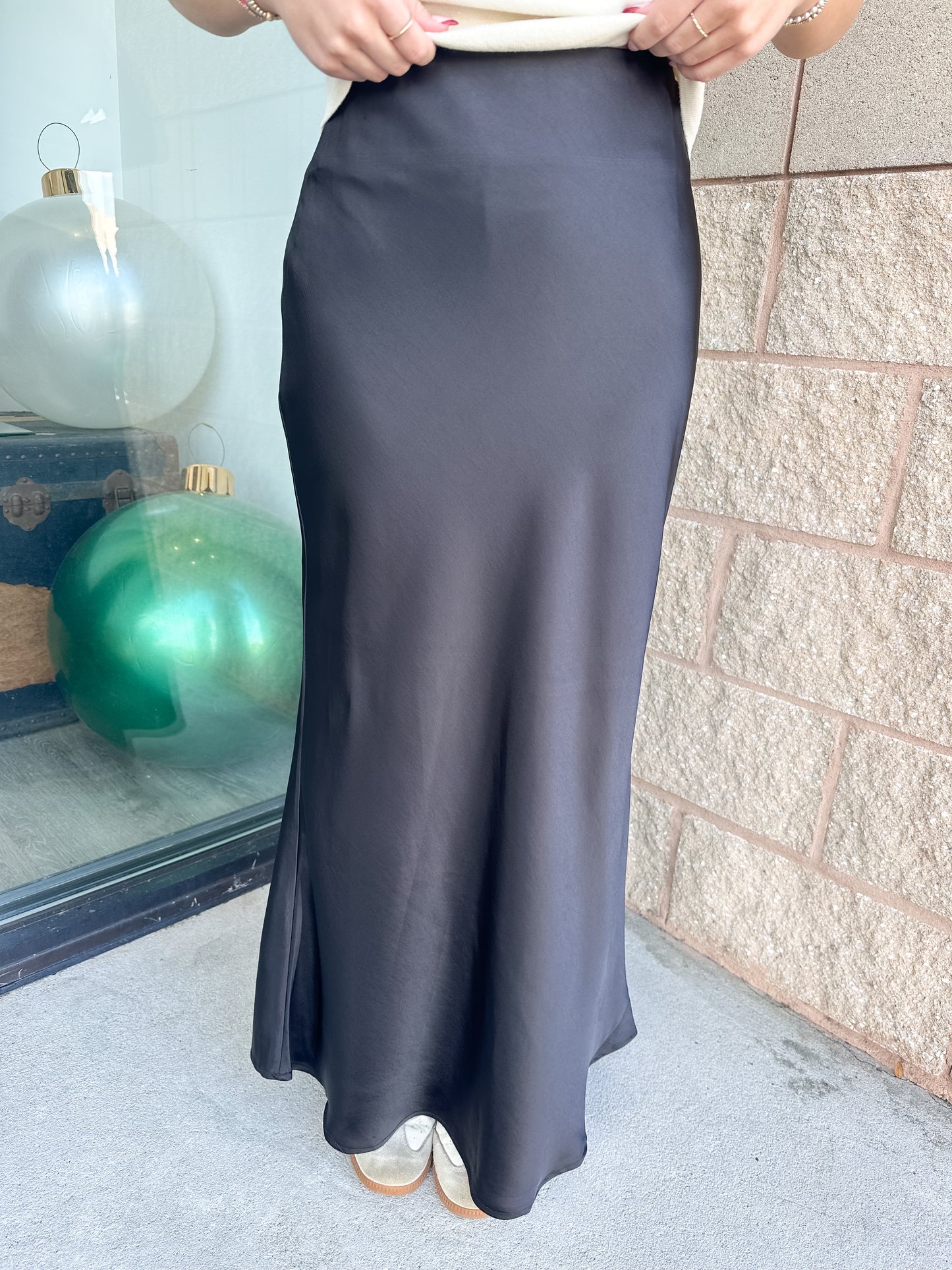 Pasha Satin Midi Skirt