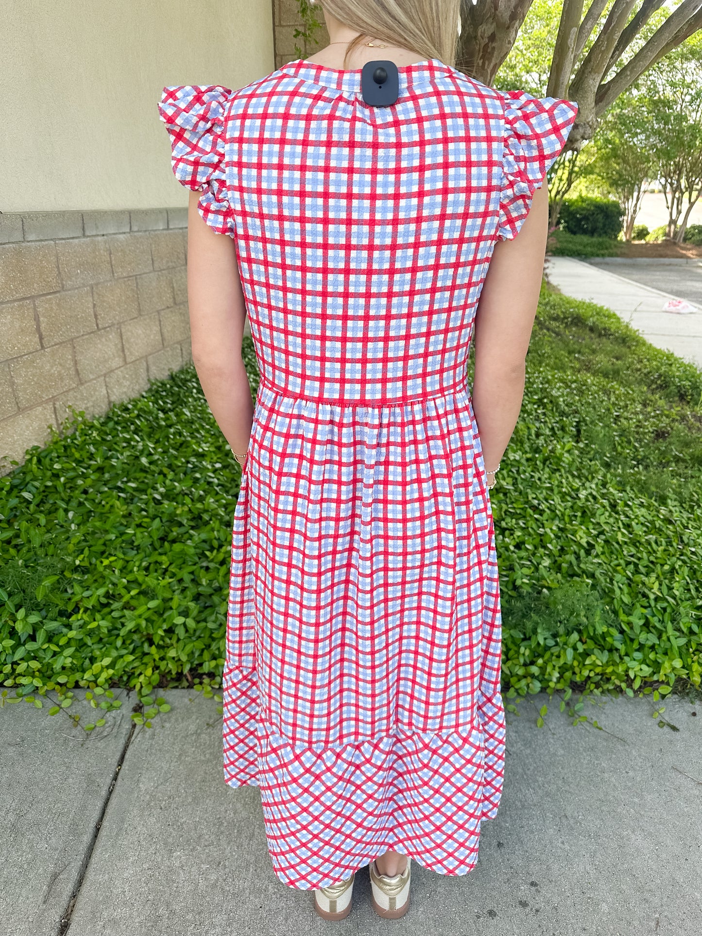 Riley Dress - Gingham Red & Blue