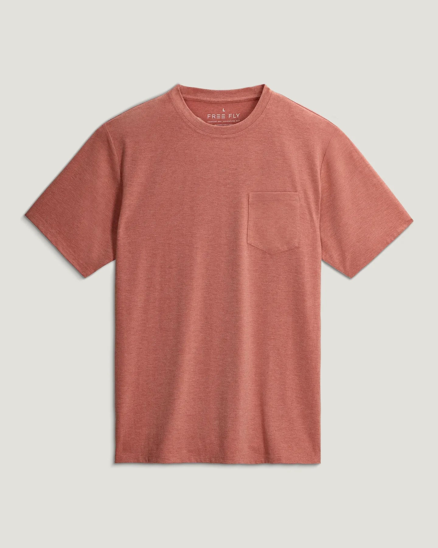 Free Fly Men’s Bamboo Flex Pocket Tee - Heather Red Clay