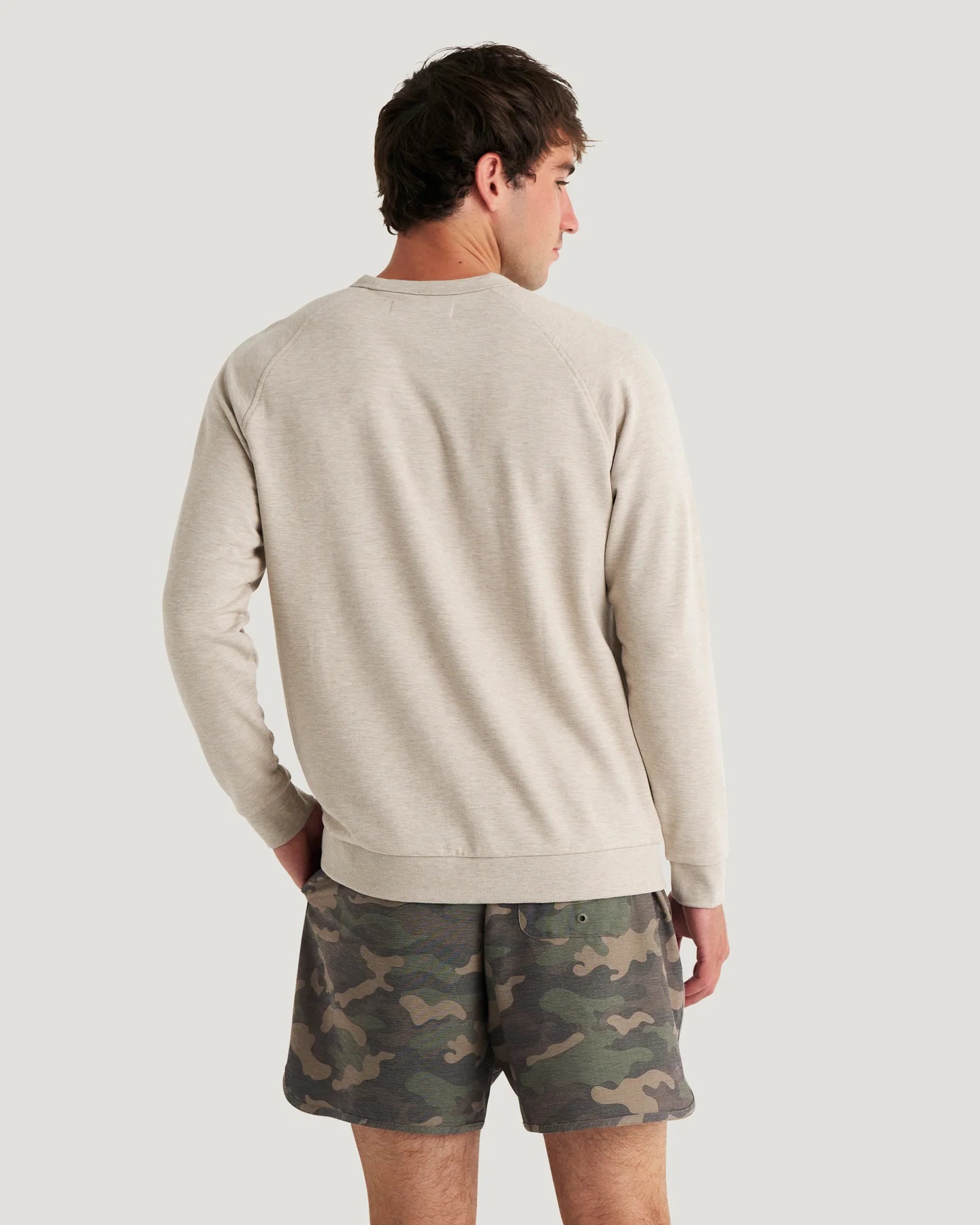 Free Fly Men’s Bamboo Lightweight Fleece Crew - Heather Desert Tan