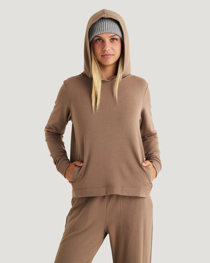 Free Fly Women’s Bamboo Lightweight Fleece Cropped Hoodie - Fossil