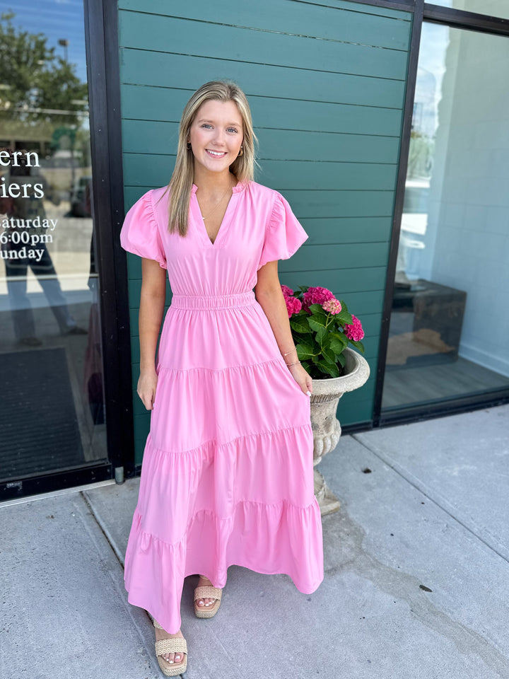 Jade Tiered Puff Sleeve Maxi