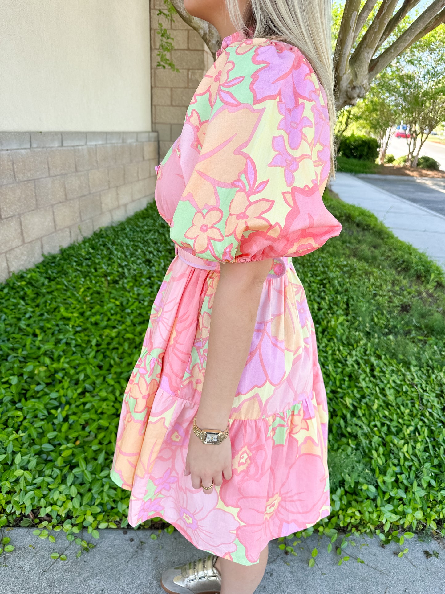 Andrea Pastel Belt Dress