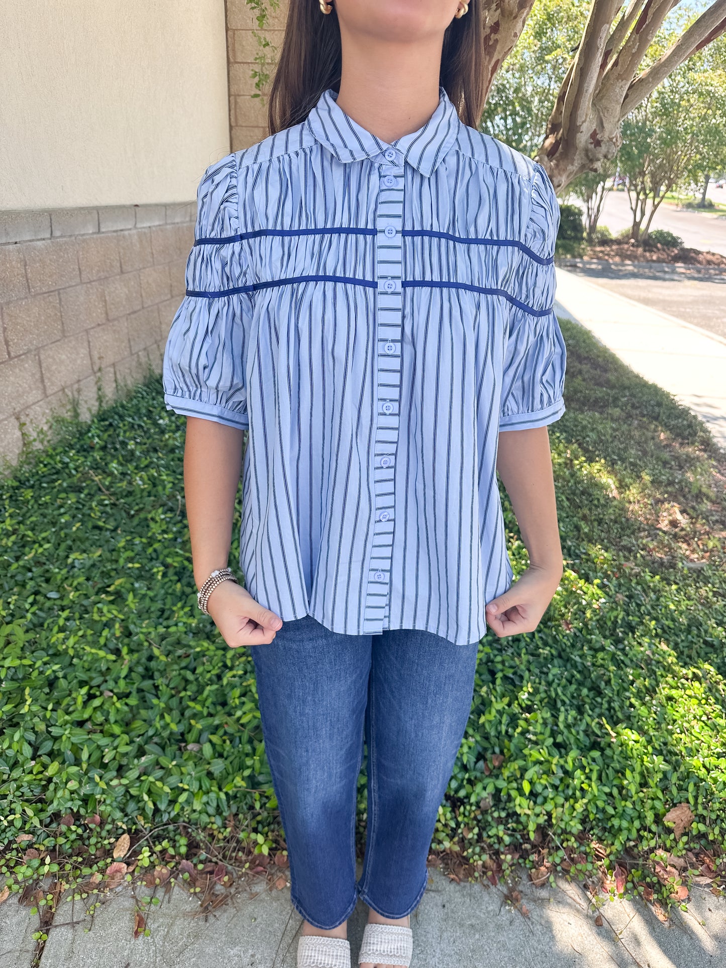 Andy Pinstripe Top